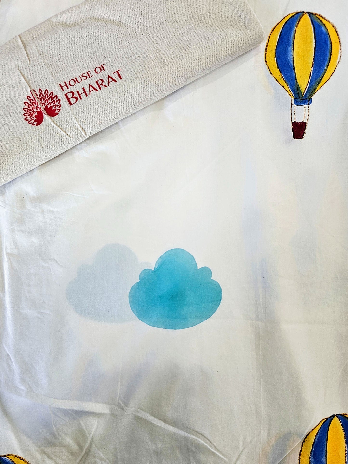 Handmade Block Printed Bedsheet (Hot Air Balloon)