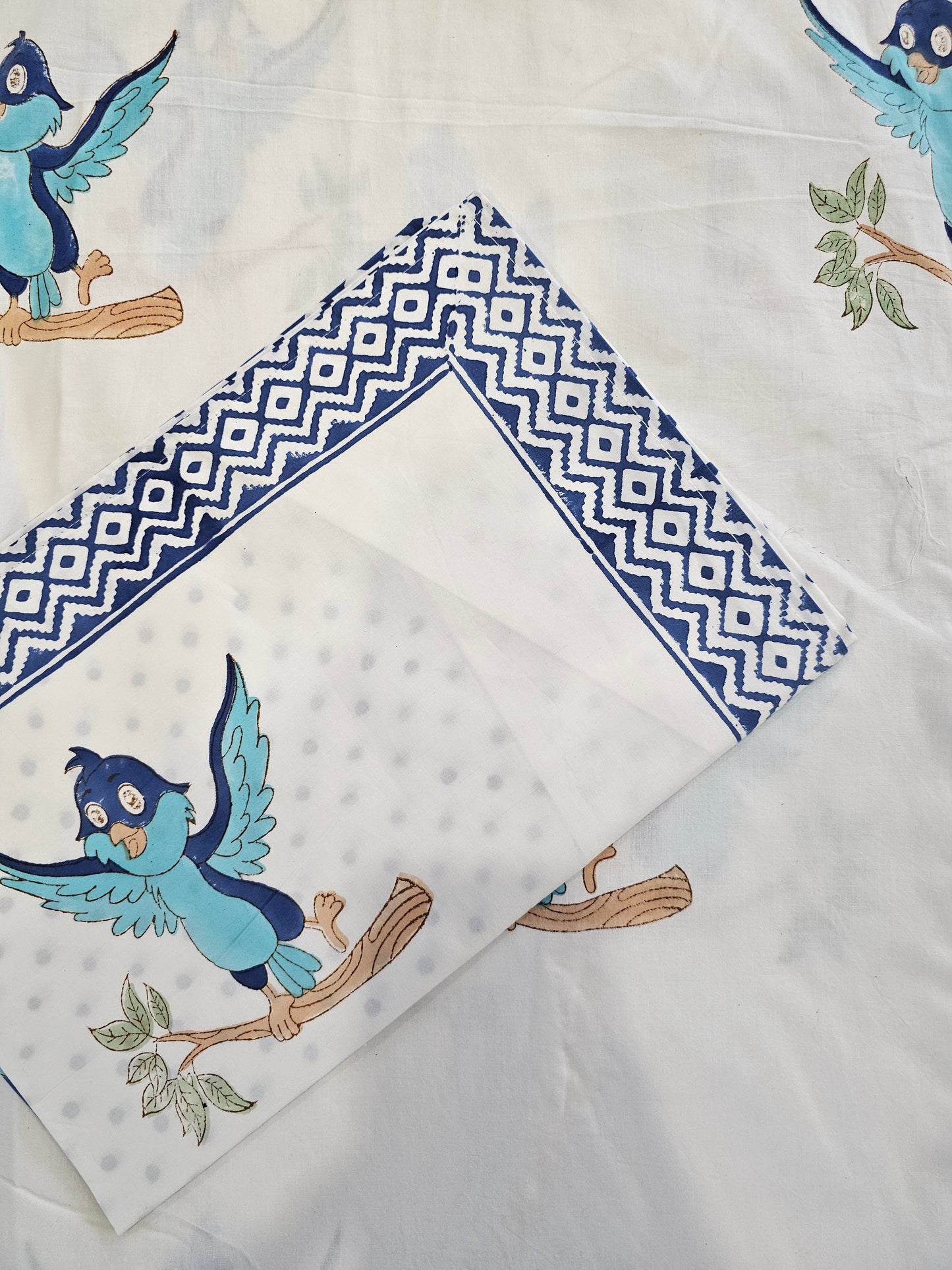 Handmade Block Printed Bedsheet (Bird)