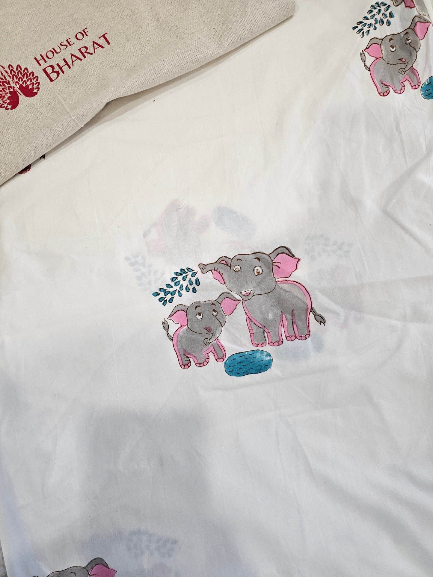 Handmade Block Printed Bedsheet (Elephant)