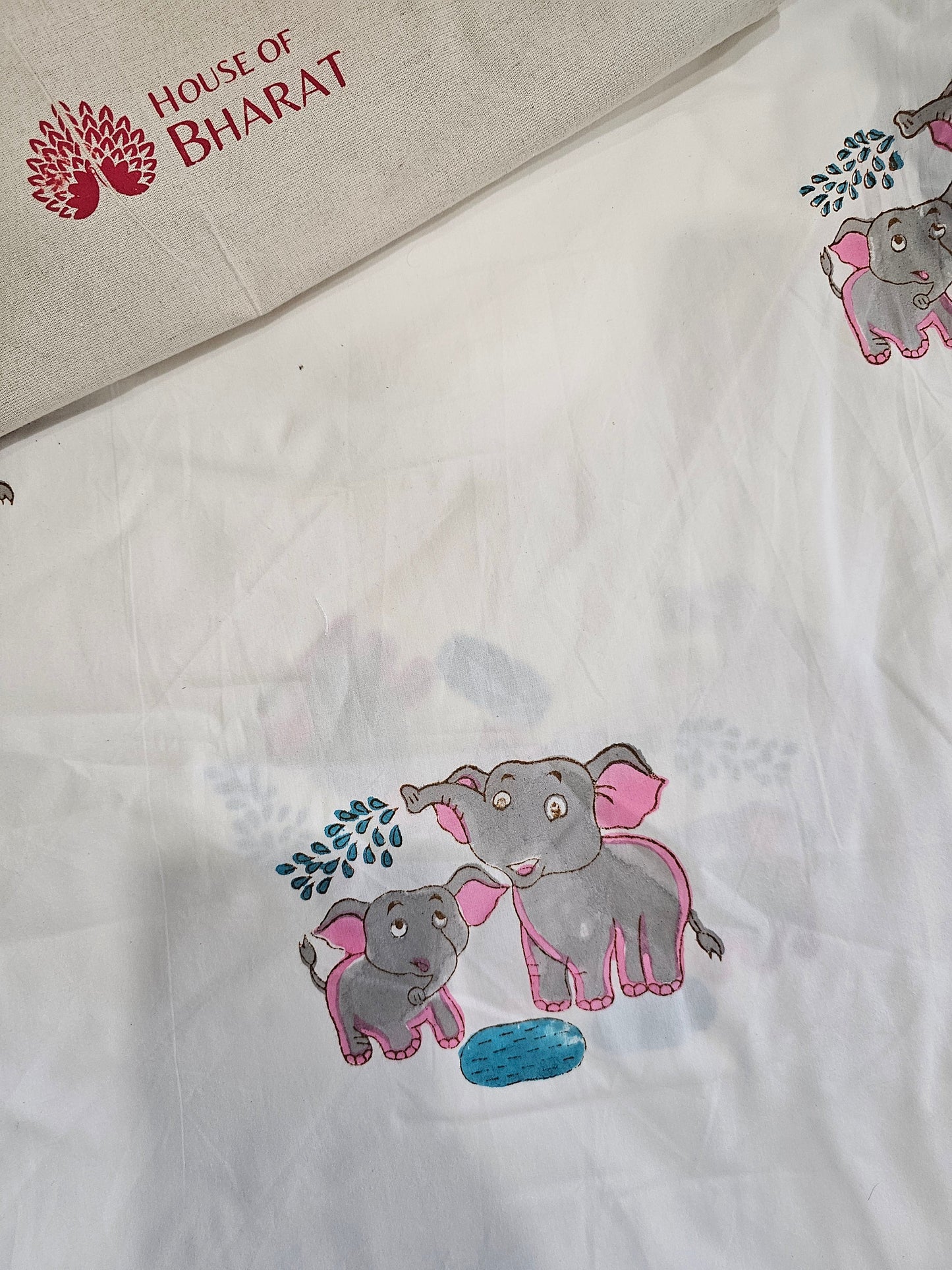 Handmade Block Printed Bedsheet (Elephant)