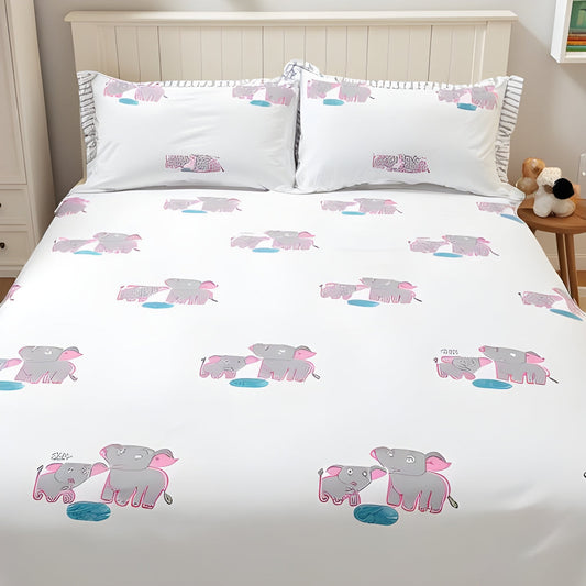 Handmade Block Printed Bedsheet (Elephant)