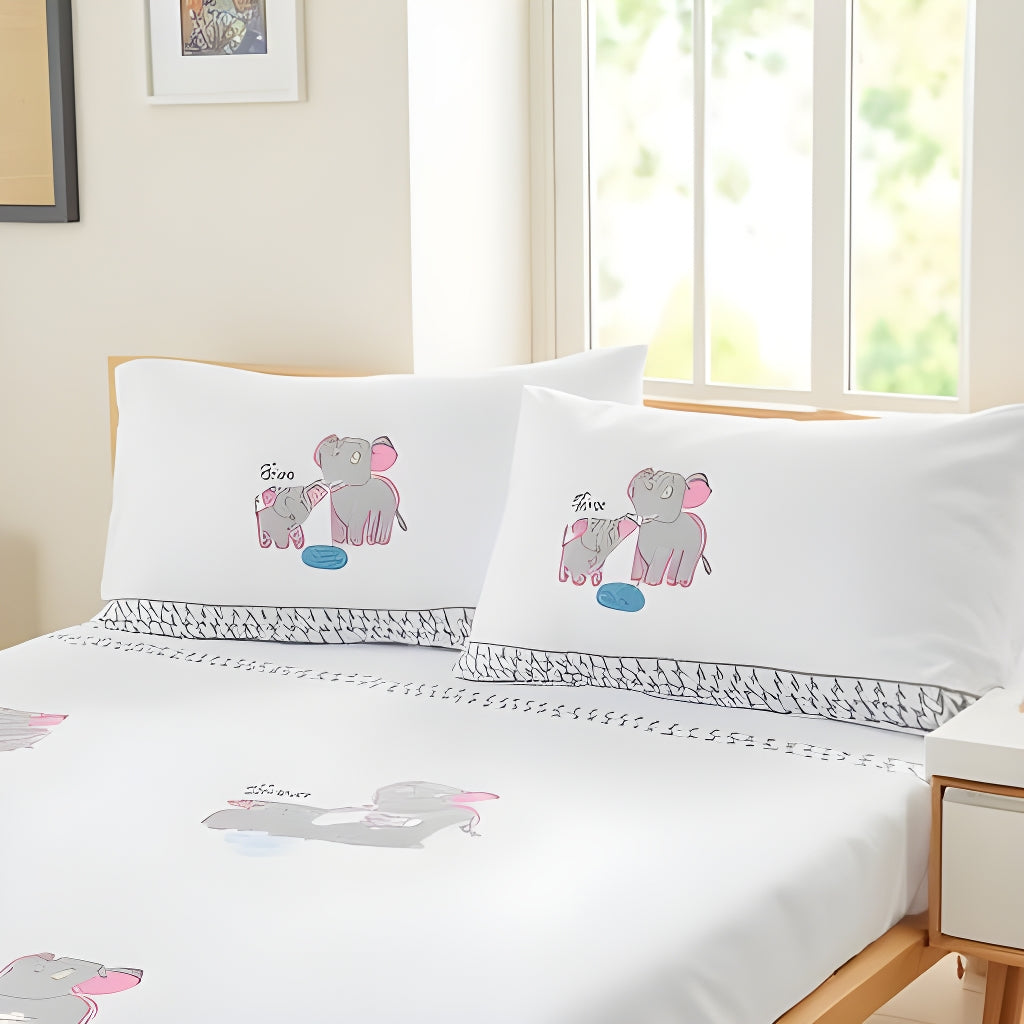 Handmade Block Printed Bedsheet (Elephant)