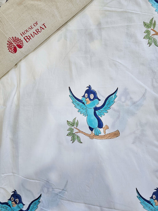 Handmade Block Printed Bedsheet (Bird)