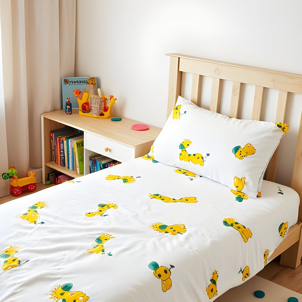 Handmade Block Printed Bedsheet (Giraffe)