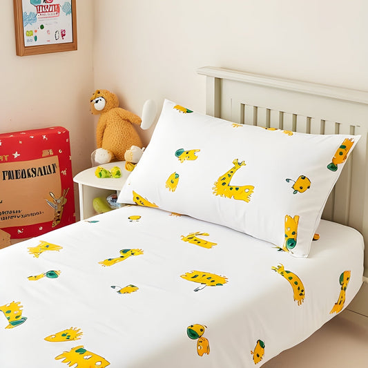 Handmade Block Printed Bedsheet (Giraffe)
